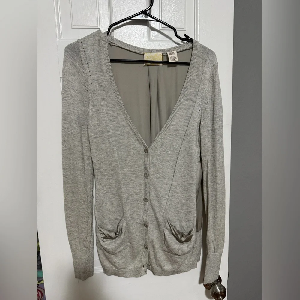 Guinevere X Anthropologie Grey Wool & Silk Blend Cardigan Size Small